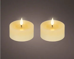 LED Realistic Wick Tealight Candles – Set of 2 (7.5 × 6cm) BO Indoor
