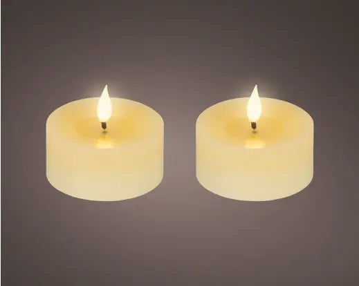 LED Realistic Wick Tealight Candles – Set of 2 (7.5 × 6cm) BO Indoor - Image 2