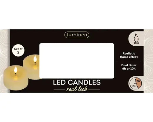 LED Realistic Wick Tealight Candles – Set of 2 (7.5 × 6cm) BO Indoor - Image 4