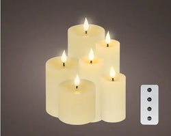 LED Realistic Wick Candle Set – Set of 6 Cream/Warm White Light BO Indoor