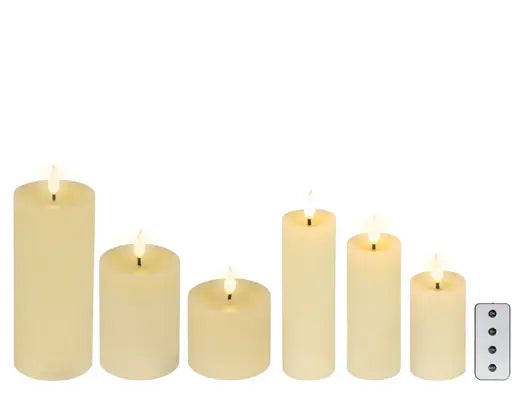 LED Realistic Wick Candle Set – Set of 6 Cream/Warm White Light BO Indoor - Image 2