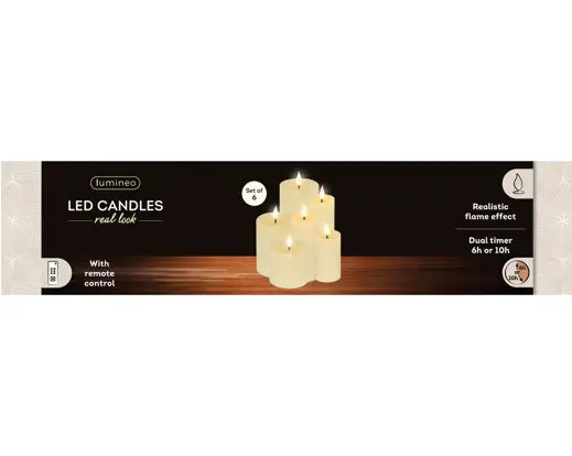 LED Realistic Wick Candle Set – Set of 6 Cream/Warm White Light BO Indoor - Image 5