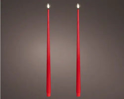 Red LED Realistic Wick Dinner Candles – Warm White, 42.5cm (Set of 2)
