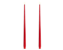 Red LED Realistic Wick Dinner Candles – Warm White, 42.5cm (Set of 2)