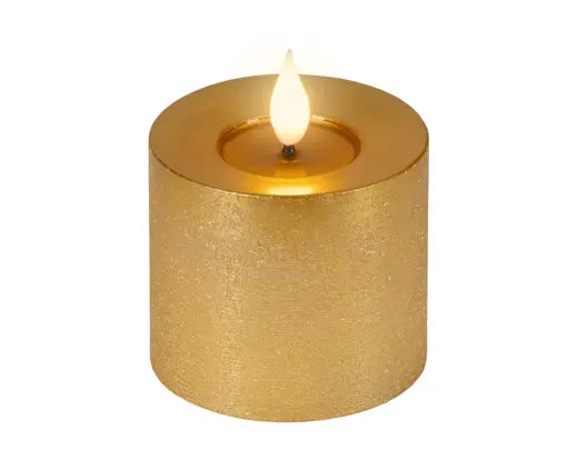 Gold LED Realistic Wick Candle – Gold/Warm White 7.5 × 9.5cm BO Indoor - Image 2
