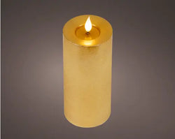 Gold LED Realistic Wick Candle – Gold/Warm White 7.5 × 20cm BO Indoor