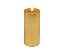 Gold LED Realistic Wick Candle – Gold/Warm White 7.5 × 20cm BO Indoor