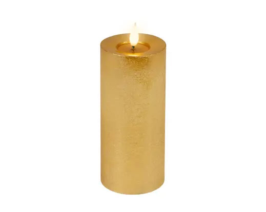 Gold LED Realistic Wick Candle – Gold/Warm White 7.5 × 20cm BO Indoor - Image 2