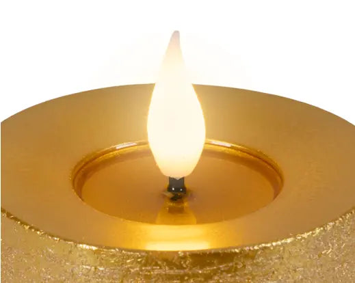 Gold LED Realistic Wick Candle Set – Gold/Warm White (Set of 3) BO Indoor - Image 3