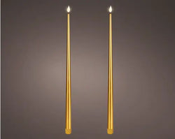 Gold LED Realistic Wick Dinner Candles – Set of 2 (Warm White 2.2 × 42.5cm)  BO Indoor