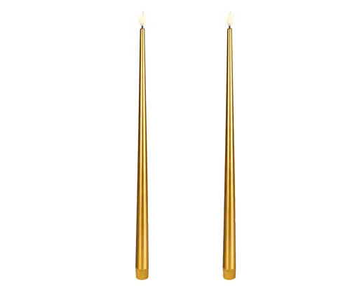 Gold LED Realistic Wick Dinner Candles – Set of 2 (Warm White 2.2 × 42.5cm)  BO Indoor - Image 2