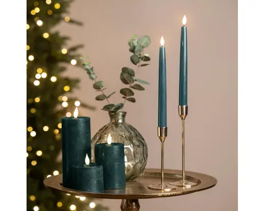 Emerald LED Realistic Wick Candle Set – Fire Flame Effect, Warm White (Set of 3) - Image 4