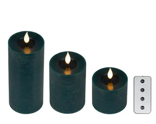 Emerald LED Realistic Wick Candle Set – Fire Flame Effect, Warm White (Set of 3) - Image 5