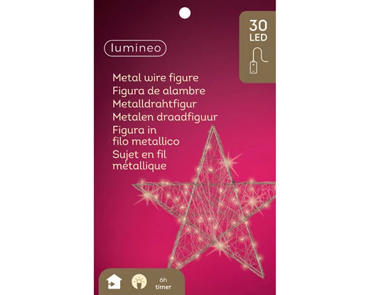Micro LED Star Wire Steady BO – Indoor  H.30cm Battery Operated - Image 3