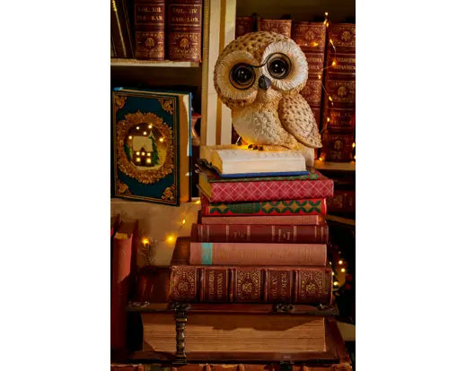 LED Polyresin Owl Decoration – Brown with Warm White Light (24.5cm) - Image 2