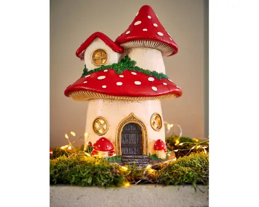 LED Fairy House Mushroom Decoration – Battery Operated, Warm White 27cm - Image 2