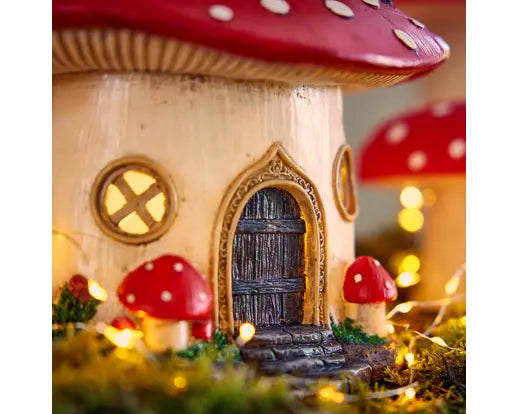 LED Fairy House Mushroom Decoration – Battery Operated, Warm White 27cm - Image 3