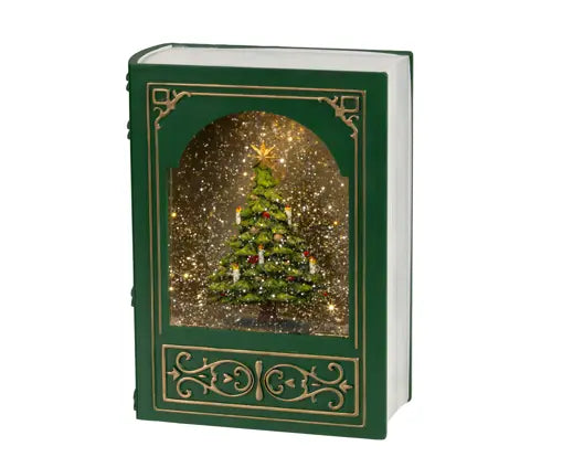 LED Water Spinner Christmas Book – Green | 23.5cm - Image 2