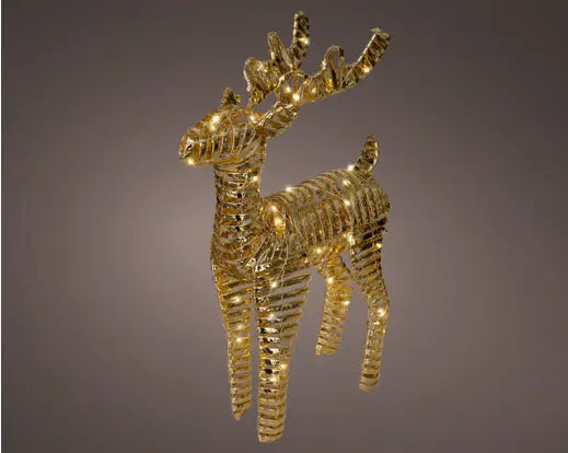 Micro LED Reindeer Pet Steady BO Indoor, Gold/Warm White L.13cm x W.37cm x H.60cm - Image 1