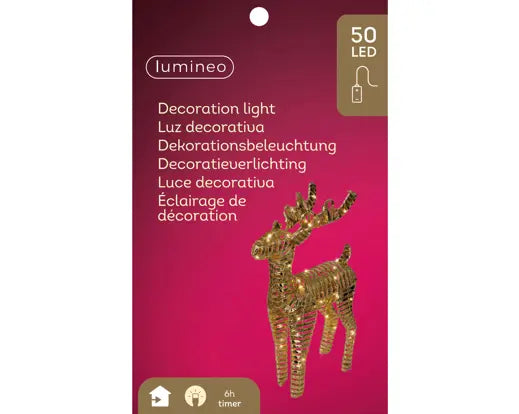 Micro LED Reindeer Pet Steady BO Indoor, Gold/Warm White L.13cm x W.37cm x H.60cm - Image 2