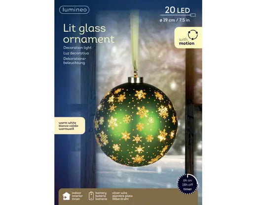 Micro Led Rotating Bauble Steady Indoor Green/Warm White D.19cm - Image 1