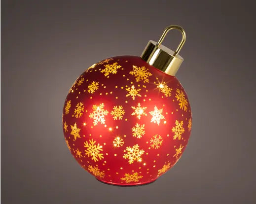 Micro LED Rotating Glass Bauble – Red 23cm BO - Image 3