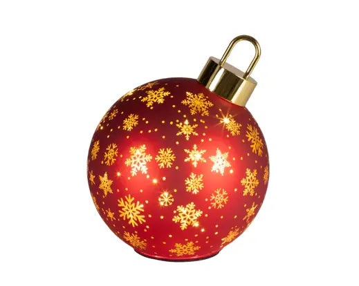 Micro LED Rotating Glass Bauble – Red 23cm BO - Image 1