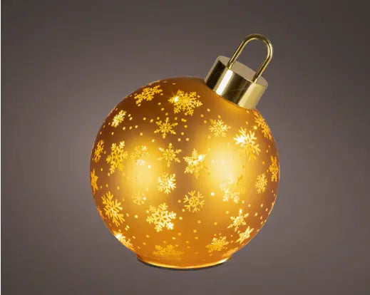 Micro LED Rotating Glass Bauble – Gold 23cm BO - Image 1