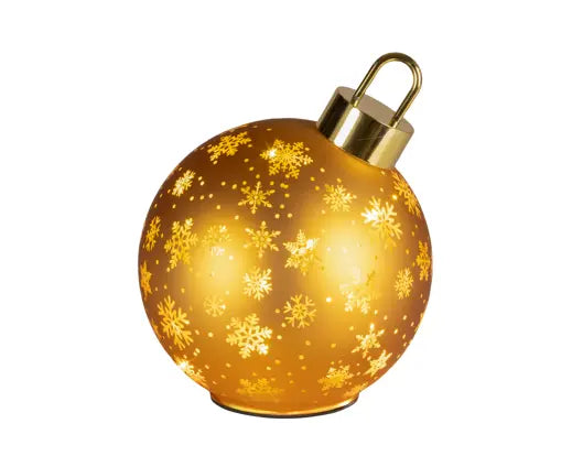 Micro LED Rotating Glass Bauble – Gold 23cm BO - Image 2