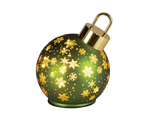 Micro LED Rotating Glass Bauble – Green 18cm BO - Image 2