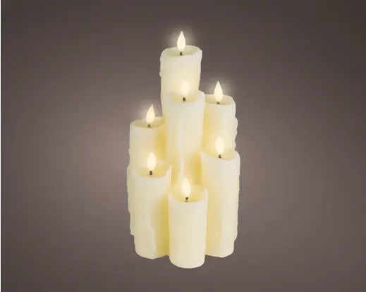 LED Drip Candle Cluster – Fire Flame Effect, Warm White H.27.5cm - Image 1