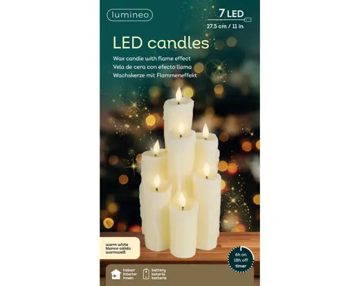 LED Drip Candle Cluster – Fire Flame Effect, Warm White H.27.5cm - Image 2