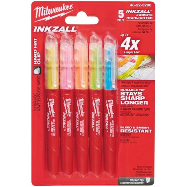 Milwaukee Inkzall Highlighters Coloured - 5pc - Image 1