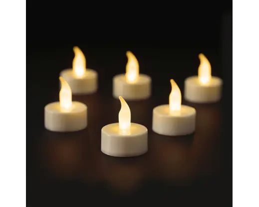 6 x White LED Tealight Battery Lights  indoor dia3.8-H4.6cm with remote control - Image 1