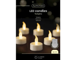 6 x White LED Tealight Battery Lights  indoor dia3.8-H4.6cm with remote control