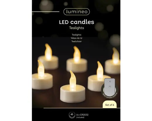 6 x White LED Tealight Battery Lights  indoor dia3.8-H4.6cm with remote control - Image 2