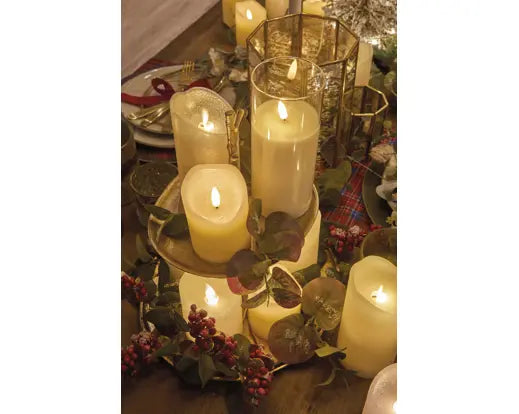 LED Wick Candle Glass Cylinder BO Indoor, Clear/Warm White D.7.5cm - Image 2