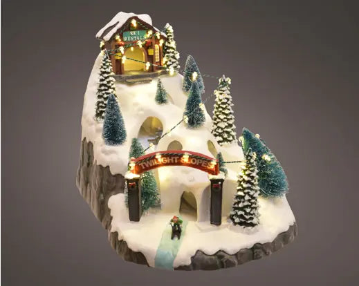 LED Animated Holiday Adventures Ski Scene – 34cm BO - Image 1