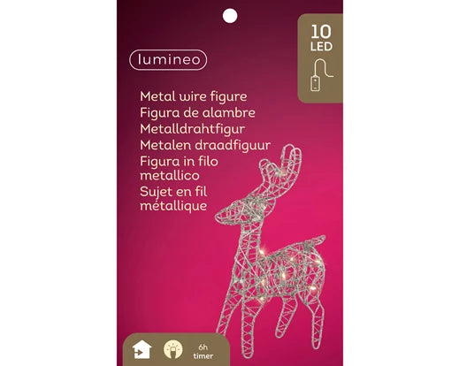 Micro LED Reindeer Metal – Indoor (Warm White, Steady Light) H.21cm Battery Operated - Image 3