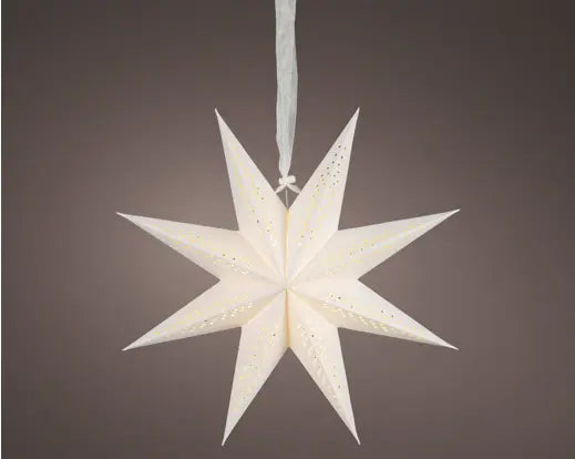 LED Paper Star – Warm White, Battery Operated 38cm