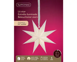 LED Paper Star – Warm White, Battery Operated 38cm