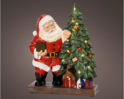  LED Santa with Tree (Battery Operated) 29cm