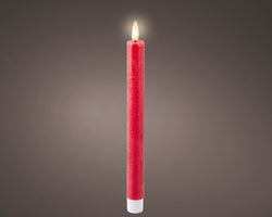 Set of 2 red LED wick dinner candles, warm white flame effect, battery operated, 6-hour timer, indoor use – Keans Claremorris