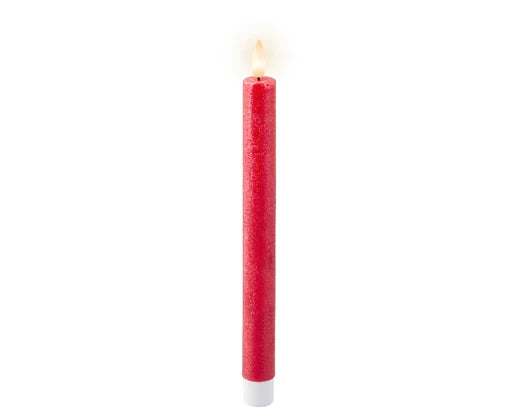 Set of 2 battery-operated red LED wick dinner candles, 2.2cm x 24.5cm, indoor Christmas decor – Keans Claremorris