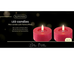 Christmas Red LED tealight wax BO indoor Box 2 warm white dia7cm x H.6cm