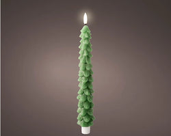 LED wick dinner candle wax tree steady BO indoor green/warm white dia4.5cm x H.29cm