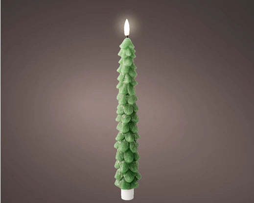 LED wick dinner candle wax tree steady BO indoor green/warm white dia4.5cm x H.29cm