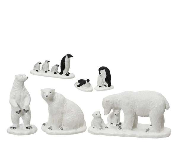 Village Snowy Animals mix pack of 6 indoor poly figurines, 5.5x14x7cm, perfect for creating snow scenes – Keans Claremorris