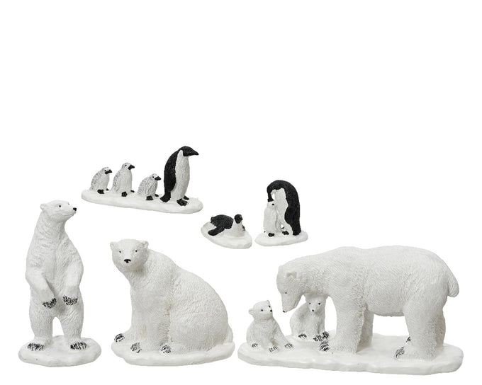Village Snowy Animals mix pack of 6 indoor poly figurines, 5.5x14x7cm, perfect for creating snow scenes – Keans Claremorris