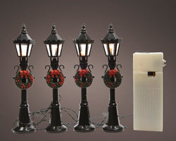 Village LED street lamp pack of 4, indoor, black cable, warm light, 2xAA, 2.5cm x 12cm – Keans Claremorris